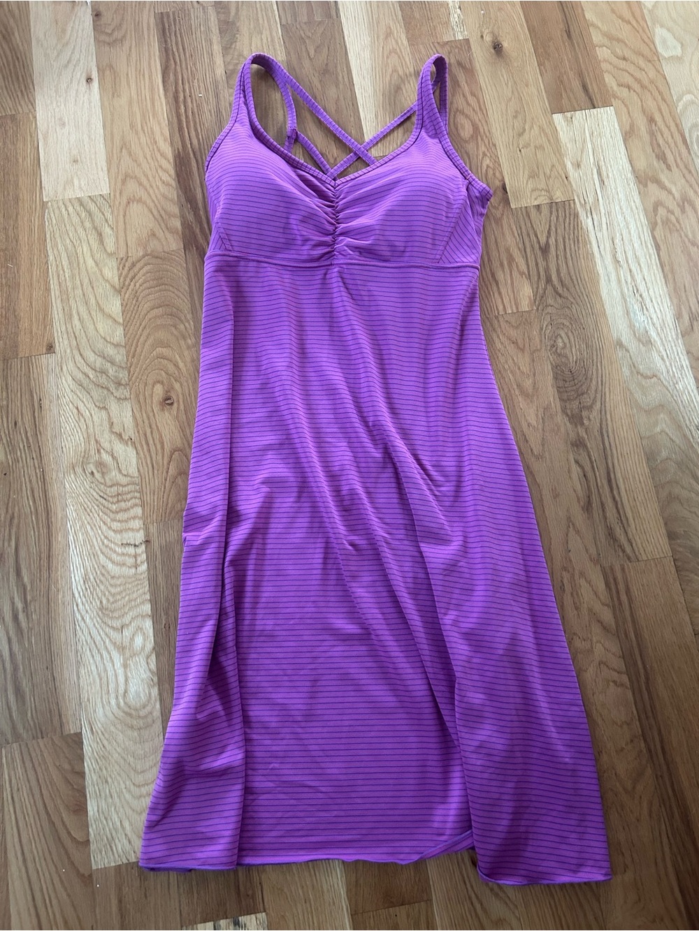 Prana Rebecca Magenta Striped Strappy Back Athletic Dress, Size Large